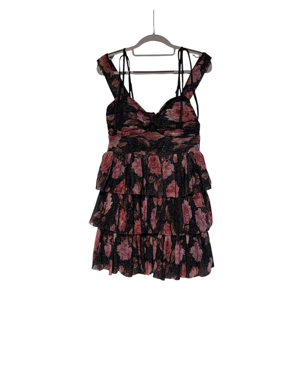 Emerald Sundae Black Mini Dress with Rose Floral Print